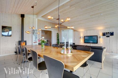 Soffhörnan i lyxstuga 264 i Sydjylland.