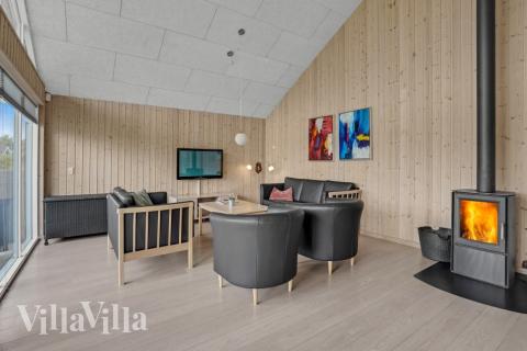 Soffhörnan i lyxstuga 271 i Sydjylland.