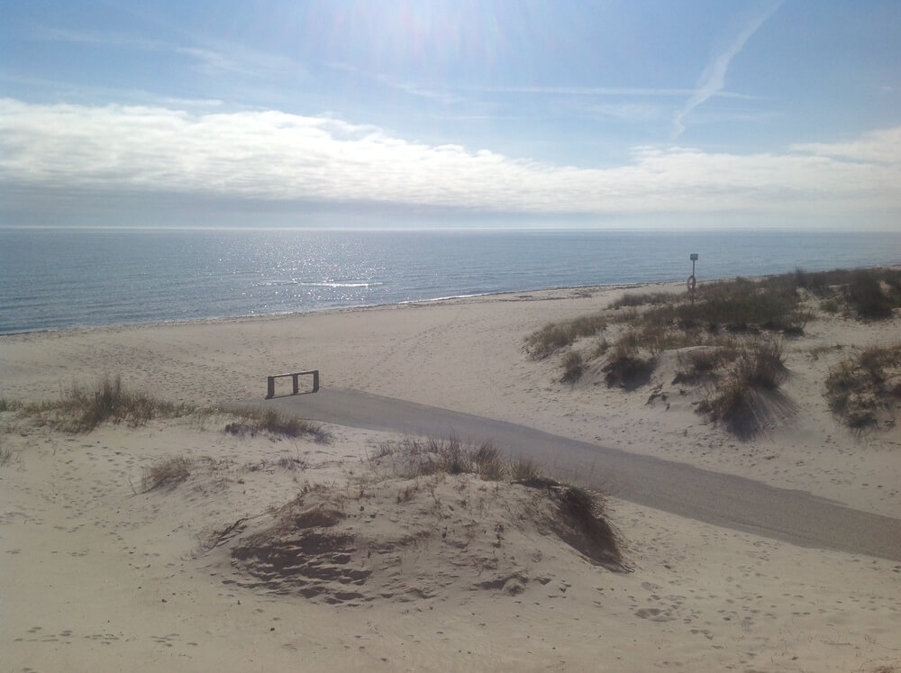 Den vackra stranden i närheten av lyxhus 214 vid Lolland/Falster/Møn.