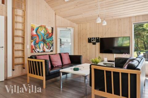 Soffhörnan i lyxstuga 261 i Vestjylland.