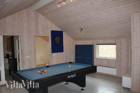 I det här huset finns det ingen risk att ha tråkigt. Här kan aktiva gäster underhålla sig i timvis med att spela bordtennis, biljard, fotballspel eller dart