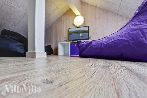 Några av de 22 sovplatserna finns på loftet i lyxstuga nr 346