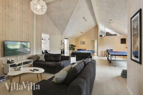 Lyxstuga 376 för 22 personer har ett stort aktivitetsrum med bl.a. biljard och dart