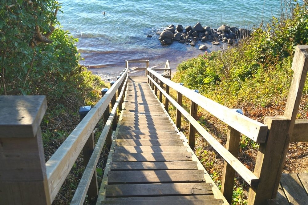 Den vackra stranden i närheten av lyxhus 377 vid Nordsjälland.