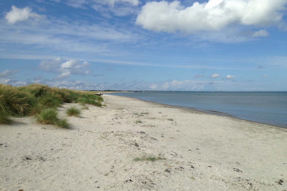 Den vackra stranden i närheten av lyxhus 408 vid Nordjylland.