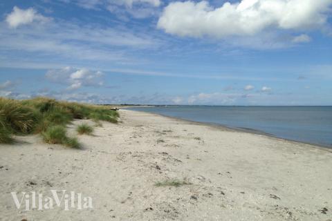 Den vackra stranden i närheten av lyxhus 408 vid Nordjylland.