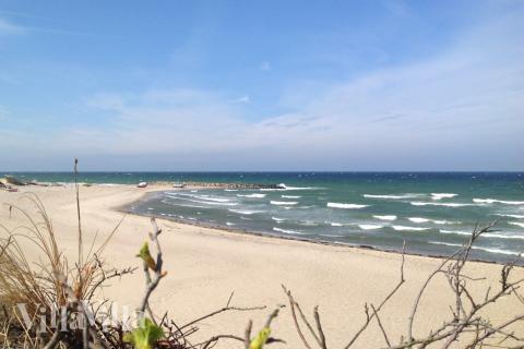 Den vackra stranden i närheten av lyxhus 436 vid Nordsjälland.