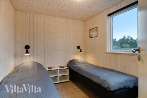 Ett av de 10 utmärkta sovrummen i lyxstuga nr 462 i Vestjylland.