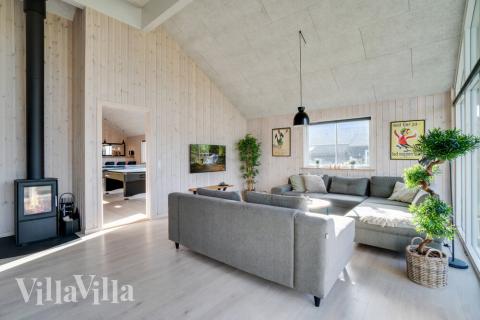 Soffhörnan i lyxstuga 478 i Vestjylland.