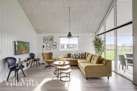 Soffhörnan i lyxstuga 489 i Østjylland.