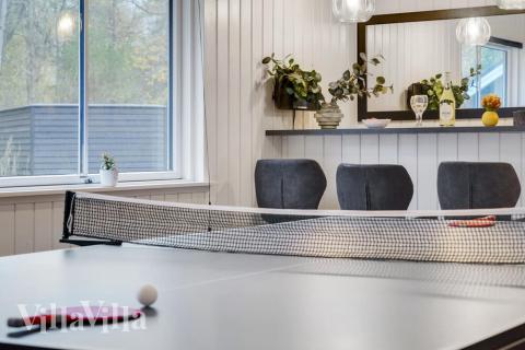 Aktivitetsrum i lyxstuga nr 513 med 6 sovrum och plats för 16 personer.