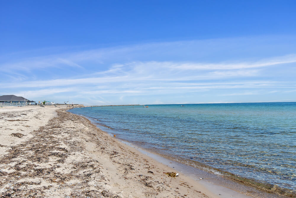 Den vackra stranden i närheten av lyxhus 531 vid Sydjylland.