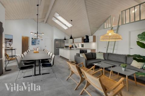 Soffhörnan i lyxstuga 571 i Sydjylland.