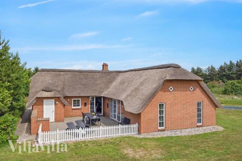 Den praktfulla poolstugan nr 572 med plats för 12 personer ligger i Vestjylland