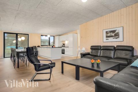 Soffhörnan i lyxstuga 581 i Østjylland.