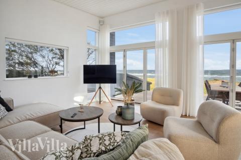 Soffhörnan i lyxstuga 606 i Østjylland.