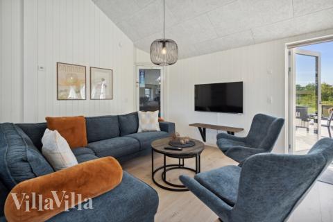 Soffhörnan i lyxstuga 816 i Østjylland.