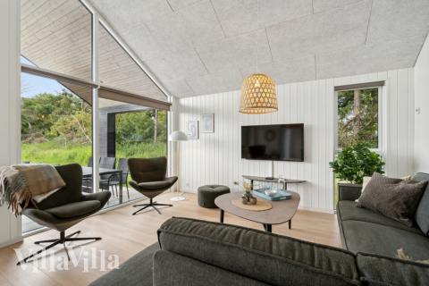 Soffhörnan i lyxstuga 818 i Østjylland.