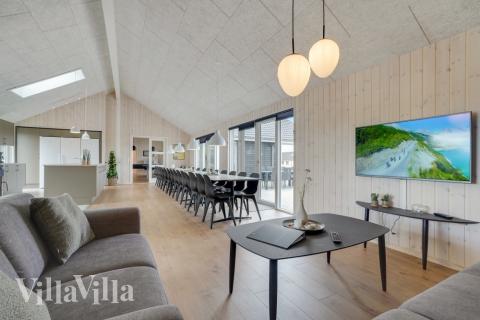 Soffhörnan i lyxstuga 830 i Østjylland.