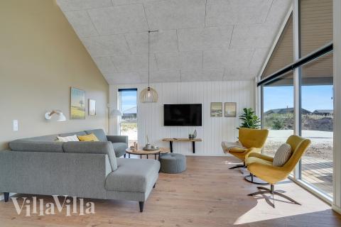 Soffhörnan i lyxstuga 832 i Østjylland.