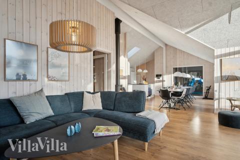 Soffhörnan i lyxstuga 597 i Sydjylland.