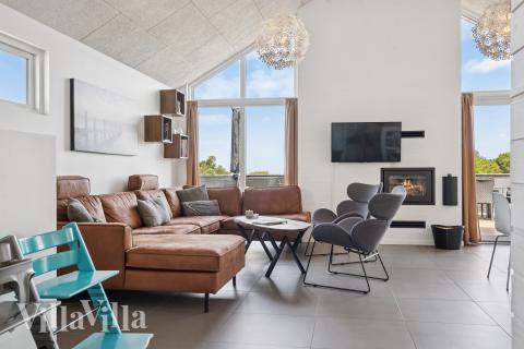 Soffhörnan i lyxstuga 690 i Østjylland.