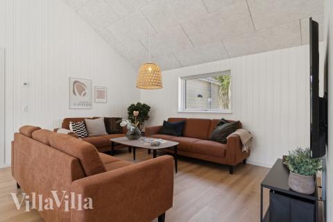 Soffhörnan i lyxstuga 807 i Østjylland.