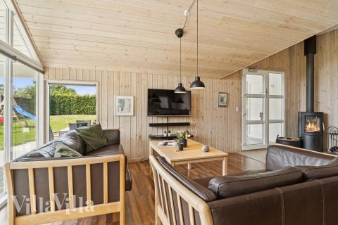 Soffhörnan i lyxstuga 268 i Østjylland.