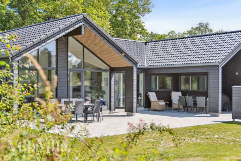 Den praktfulla poolstugan nr 644 med plats för 14 personer ligger i Lolland/Falster/Møn