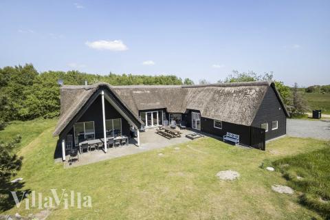 Den praktfulla poolstugan nr 182 med plats för 20 personer ligger i Sydjylland