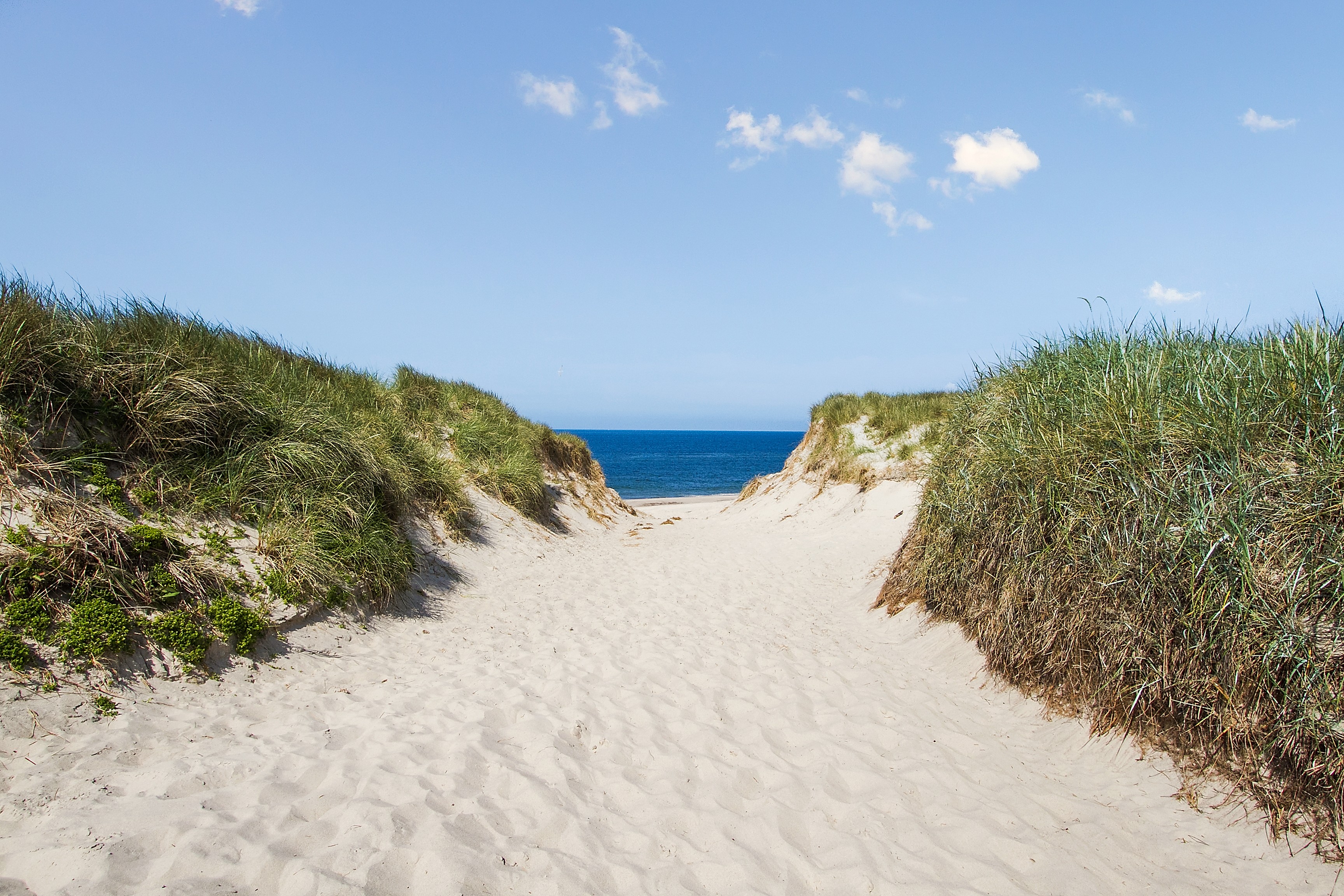 Den vackra stranden i närheten av lyxhus 900 vid Vestjylland.