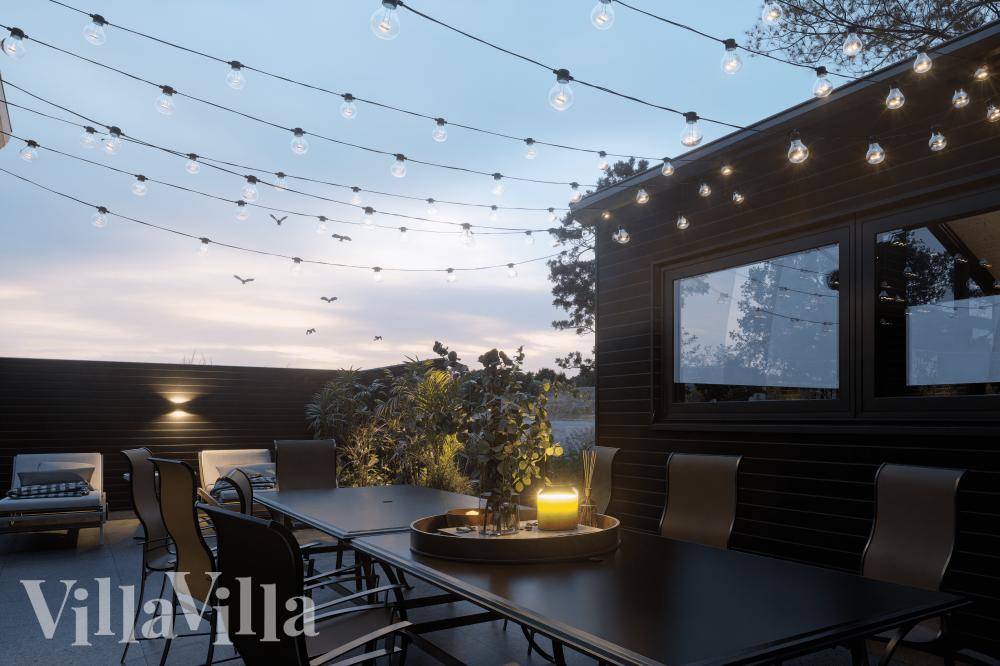 På terrassen i sommarhus nr 931 finns det plats för upp till 14 gäster.