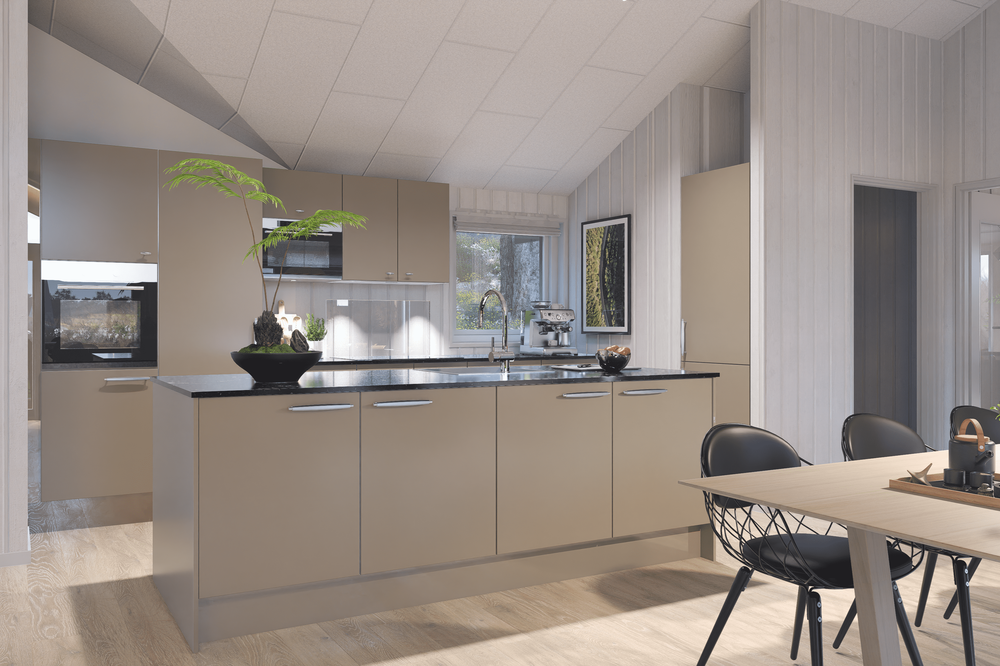 Köket i lyxstuga nr 919 är utrustat så att ni kan laga mat till 12 personer.