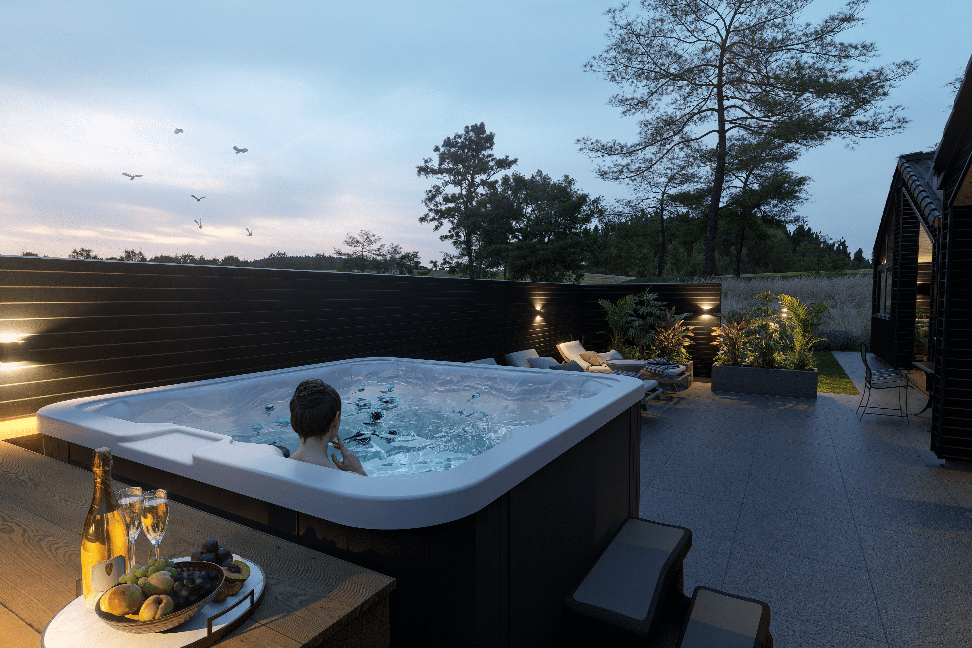 Det finns bubbelpool och 6 sovrum i lyxstuga nr 919.