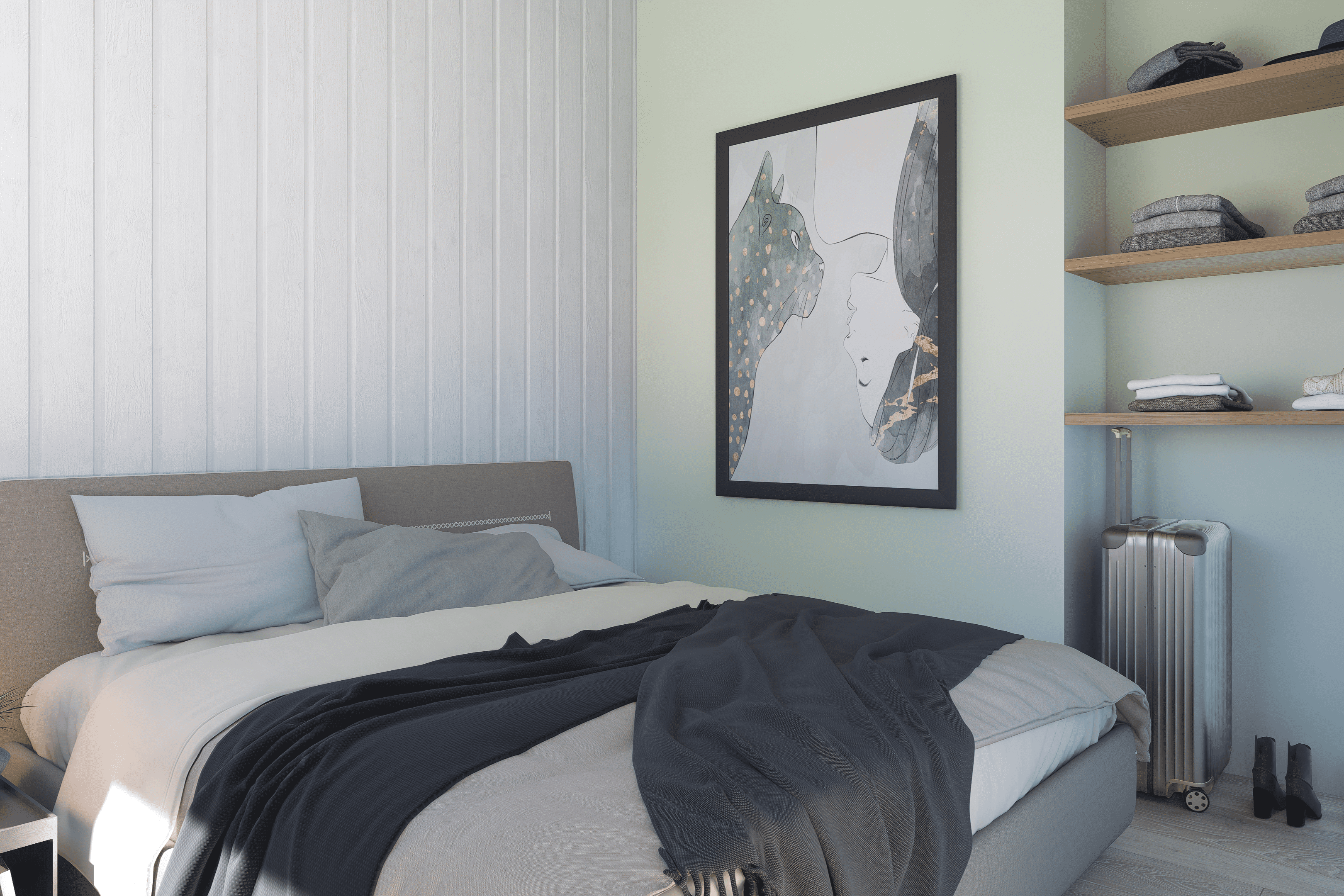 Ett av de 6 utmärkta sovrummen i lyxstuga nr 919 i Fyn och öar.