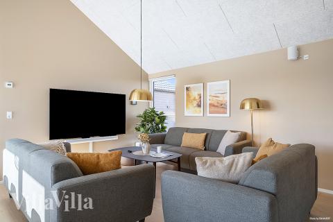 Soffhörnan i lyxstuga 901 i Fyn och öar.