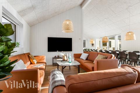 Soffhörnan i lyxstuga 806 i Østjylland.