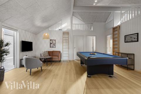 Förutom de många timmar som du kan tillbringa i stugans poolavdelning erbjuder lyxstuga 802 även biljard, bordtennis och dart