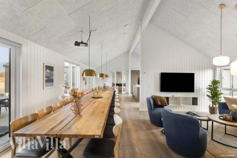 Ni kan sitta 30 personer tillsammans i vardagsrummet när ni besöker lyxhus nr 910 i Lolland/Falster/Møn.