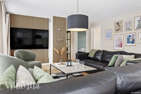 Soffhörnan i lyxstuga 926 i Østjylland.