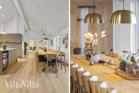 Vardagsrummet i lyxstuga nr. 910 har plats för 30 personer.