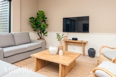 Soffhörnan i lyxstuga 941 i Østjylland.