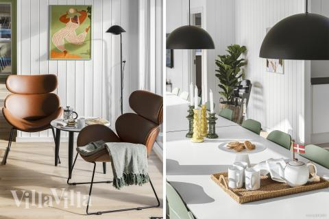 Det stora ljusa vardagsrummet i lyxstuga nr 816 för 20.