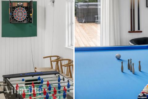 Aktivitetsrum i lyxstuga nr 251 med 7 sovrum och plats för 20 personer.