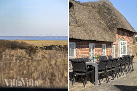 Stor terrass i lyxstuga nr 528 i Vestjylland.