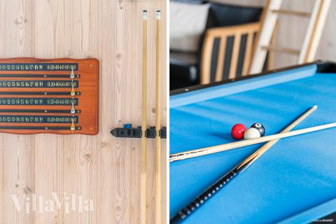 Lyxstuga 322 för 18 personer har ett stort aktivitetsrum med bl.a. biljard och dart