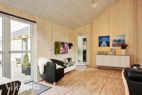 Soffhörnan i lyxstuga 330 i Østjylland.