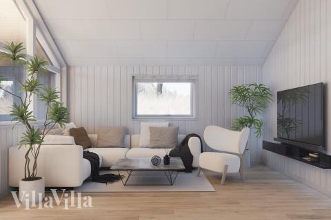 Soffhörnan i lyxstuga 947 i Vestjylland.