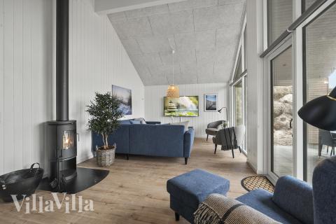 Soffhörnan i lyxstuga 928 i Vestjylland.