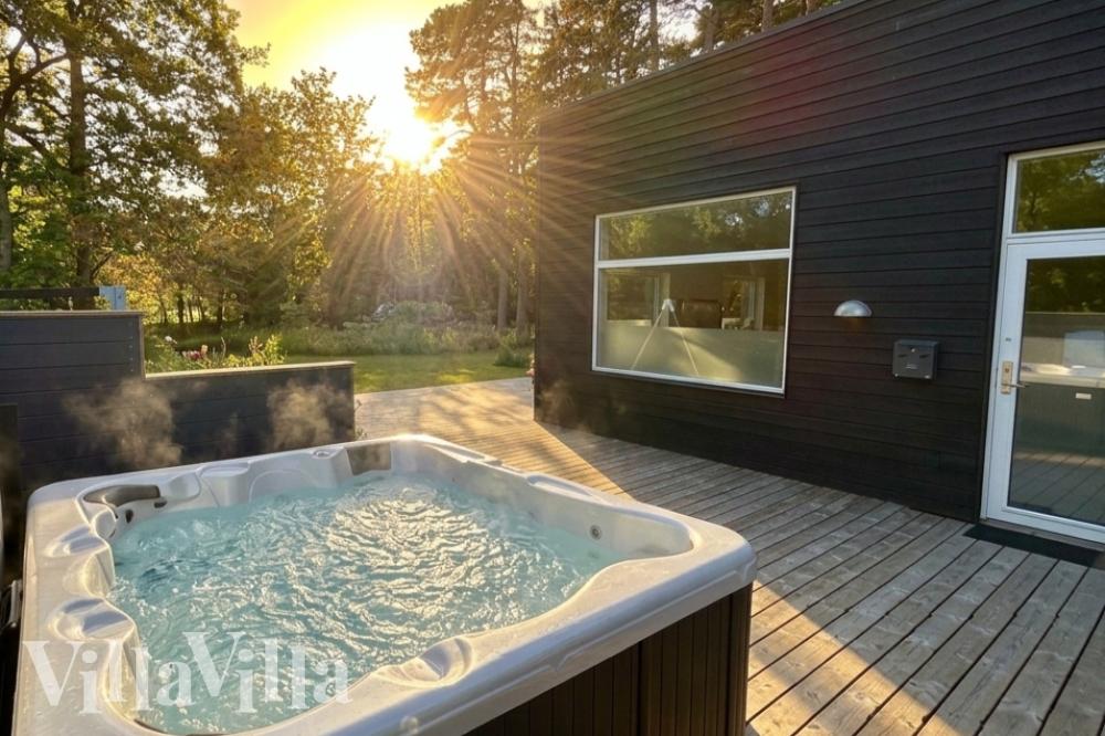 Det finns bubbelpool och 8 sovrum i lyxstuga nr 641.